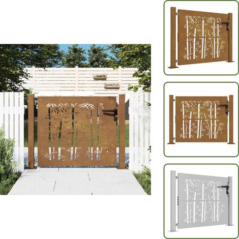 Gartentor 105x105 cm Cortenstahl Bambus-Design - Cortenstahl Tor - Gartentor - Metalltor - Zaun - Einfahrtstor (1/5)