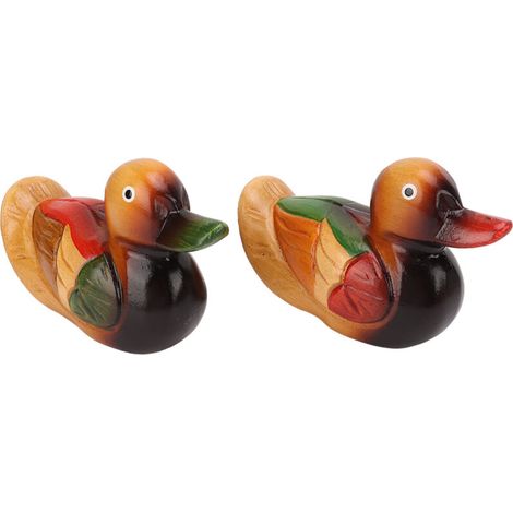 Statues de Canards Mandarin en Bois Peintes à la Main - Décoration de Jardin et Cadeau pour Maison et Cour