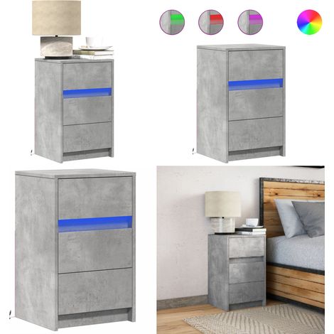 Nachttisch mit LED-Leuchten Betongrau Holzwerkstoff - LED-Leuchten - Betonfarbe (1/5)
