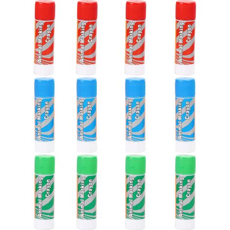 12 Crayons de Marquage pour Bétail, Couleurs Vives Rouge Vert Bleu, Marqueurs pour Porcs et Animaux de Ferme (1/5)