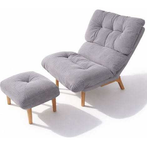 Poltrona Reclinabile con Poggiapiedi Imbottita Alta Densità Seduta Ergonomica Grigio (1/4)