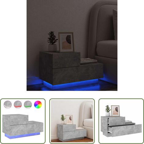 LED-Leuchten - Nachttisch mit LED-Leuchten Betongrau 70x36x40,5 cm (1/5)