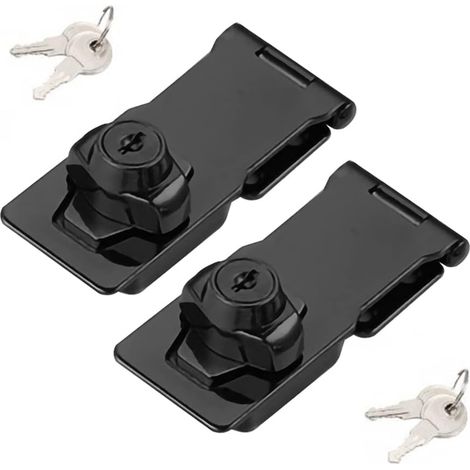 Türschloss mit Druckknopf und Schlüsselbedienung, geeignet für kleine Türen, Schränke usw. (2er-Pack, schwarz) (1/5)