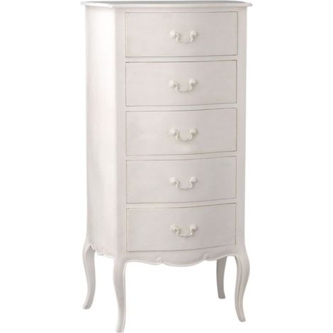 Amadeus - Chiffonnier 5 tiroirs en acajou blanc cassé H130 cm Apolline (1/4)