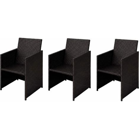 vidaXL Chaises de jardin 3 pc Marron Poly rotin (1/3)