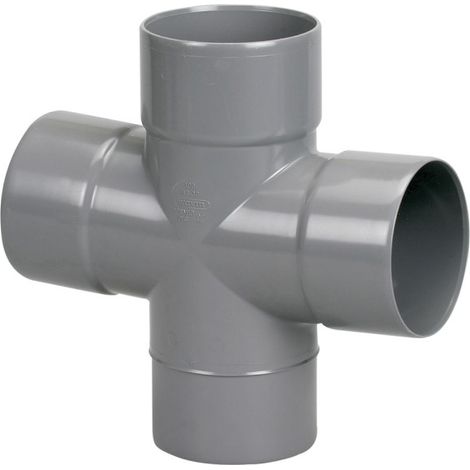Wavin Tee doble paralelo PVC gris 90° macho-hembra