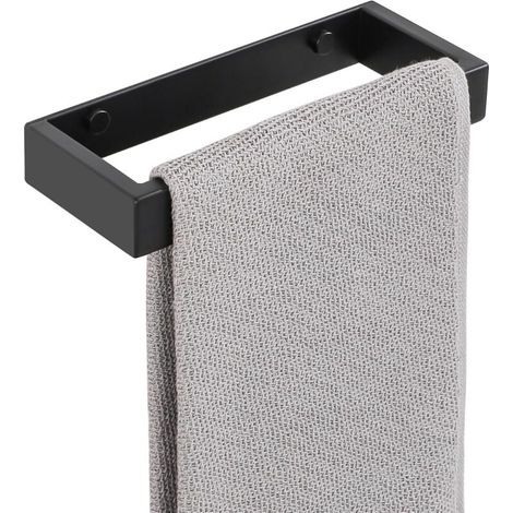 Porte Serviette Mural en SUS304 Acier Inoxydable, Support Serviette sans Perçage pour Salle de Bain Cuisine, Montage par Vis/Auto-adhésif, 20CM Noir Mat, EGJF23030-200-B (1/5)