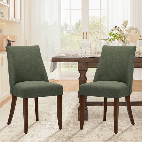 COLAMY Dining Chairs Set of 2 – Upholstered Fabric Side Chairs with Button Tufting, Accent Chairs for Living Room or Kitchen – Green (1/5)
