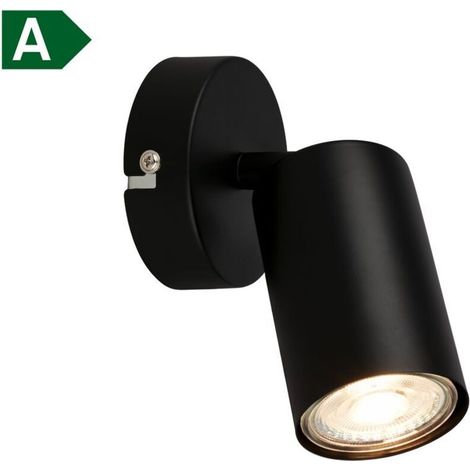 Applique LED intérieure EEK A, EEK A, orientable, lumière 50.000h, ampoule interchangeable, noir, Ø8 x 15,5 cm (1/5)