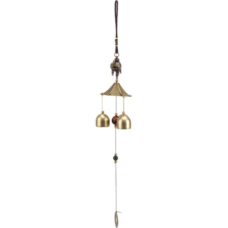 Carillon éolien éléphant porte-bonheur, style chinois, toits de temple, carillon en cuivre au son cristallin, idéal pour la sonnette ou la décoration intérieure. (1/5)
