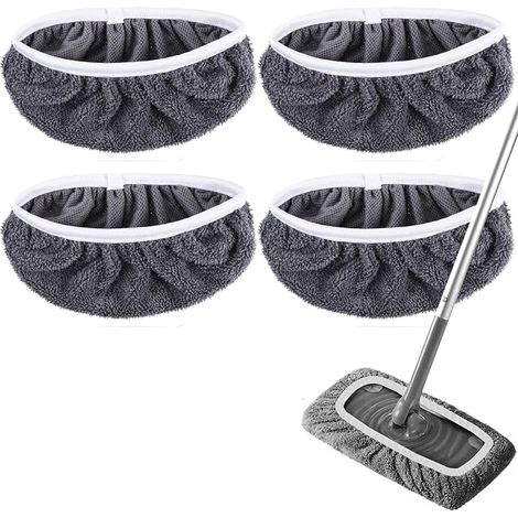 Paquete de 4 almohadillas de microfibra reutilizables para fregona de barrido en seco, compatibles con Swiffer. (1/5)