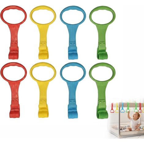 Anneau Parc Bebe, Lot de 8 Anneaux pour Lit Bébé et Parc, Main Courante et Crochet de Parc Enfant pour Aider le Bébé à Se Lever, Poignée de Sécurité pour l'Entraînement de l'Équilibre