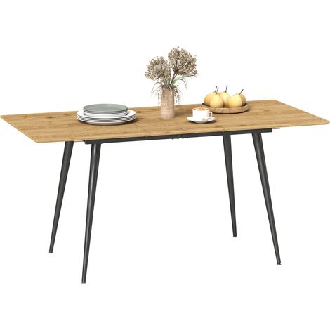 Table à manger pliante extensible 120-160 cm pour 6 à 8 personnes avec pieds en acier et finition naturelle (1/5)