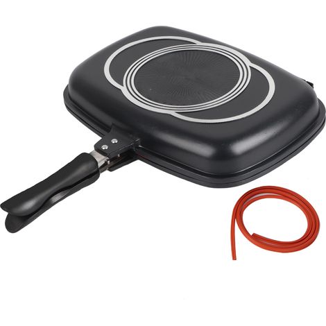 Poêle à frire retournable double face antiadhésif ustensile barbecue cuisson poêle culinaire avec manche anti-brûlure (1/5)