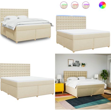 vidaXL Boxspringbett mit Matratze Creme 180x200 cm Stoff (1/5)