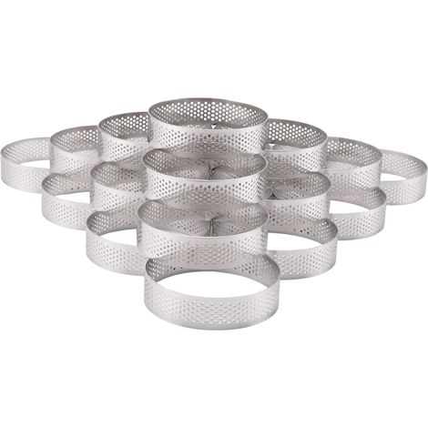 20 Pcs Round Cake Circles with Holes Fruit Tarts Quiche Cake Mousse Kitchen Cake Mould 8cm Perforated Foam Ring (1/5)