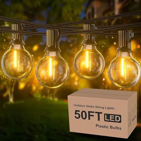 Guirlande Lumineuse - 15,2 M - 50 Ampoules G40 LED - IP45 Étanche - Blanc Chaud - Extérieur Jardin (1/4)