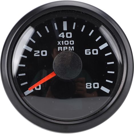 Tachimetro da 52 mm con contaore, 0-8000 giri/min, retroilluminazione a LED a 7 colori, robusto alloggiamento in metallo per auto, camion e barche. (1/5)