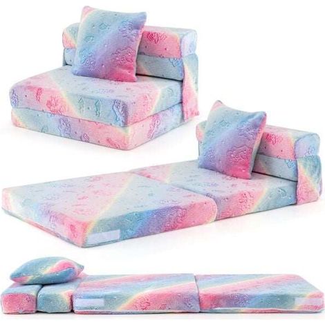 Canapé-lit pliant pour enfants qui brille dans le noir, matelas de sol avec coussin et housse - multicolore (1/5)