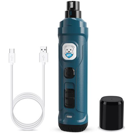 Pince à ongles pour chien avec 2 lampes LED - Pince à ongles électrique puissante à 2 vitesses pour chiens et chats, professionnelle, silencieuse et sans douleur