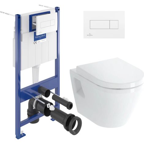 Villeroy & Boch Pack WC Bâti-support Villeroy & Boch Viconnect + WC Vitra Integra + Abattant en Duroplast + Plaque Blanche (1/5)