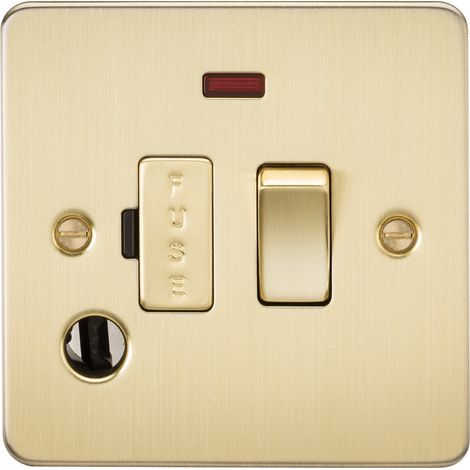 Knightsbridge FPAV6300FBB piatto piano 13 A interruttore fusibile con neon e – uscita in ottone spazzolato