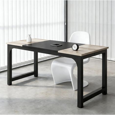 Escritorio rectangular 180 x 80 x 75 cm de metal y madera negro DESVIAE (1/5)