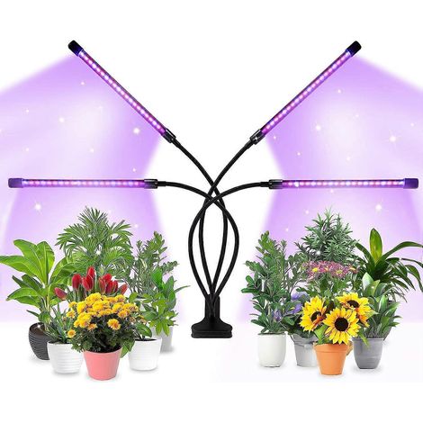 LED-groeilamp voor vetplanten en bloemen met USB-aansluiting, timerfunctie, volledig spectrum, waterdicht, vier buizen, 40W (1/5)