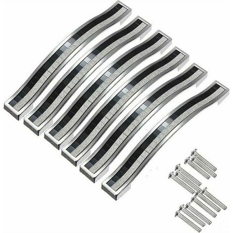 x 96 mm Kristall-Türgriff, Dekoration, Türknauf, Möbelknopf für Möbel, Schubladen, Schränke, Mülleimer, Kleiderschrank, Silber/Schwarz (1/4)