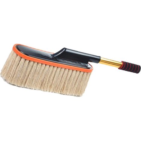 Brosse de nettoyage et de dépoussiérage pour voiture, balai de lavage anti-rayures avec manche extensible pour le nettoyage extérieur et intérieur de la voiture, brosse blanche à l'unité (1/5)