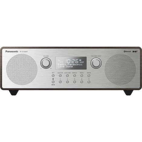 Panasonic RF-D100BT Radio Digital Dab, FM, Estilo Vintage, Despertador, Bluetooth, AUX, con Cable y a Pilas, Bass Reflex, Ideal para Interiores y Exteriores (1/5)
