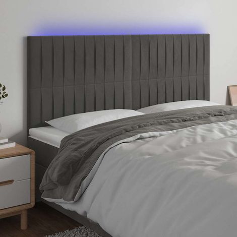 vidaXL Cabecero con luces LED terciopelo gris oscuro 180x5x118/128 cm (1/5)
