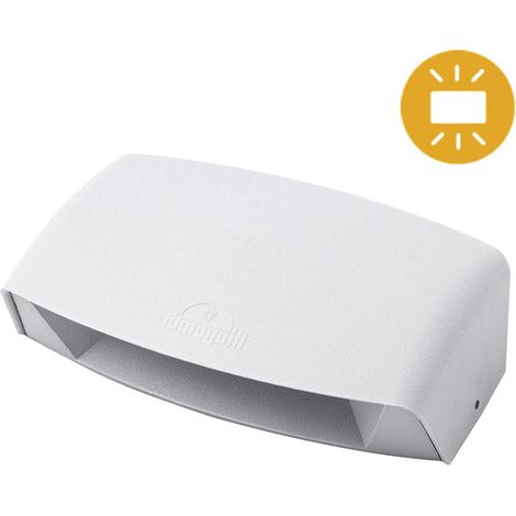Aplique abram 1xr7s (118mm) 7,5w con pulsador cct (3colores) ip55 l.19,5xan.6xal.12cm resina blanca