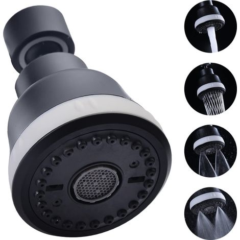 Robinet pivotant à 360° avec 4 jets – Idéal pour les éviers de cuisine, filetage femelle 55/64 pouces, finition chromée, noir