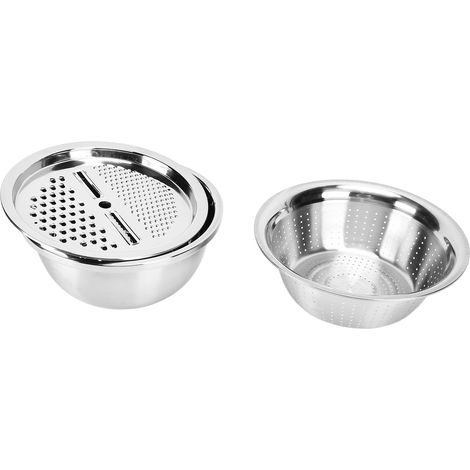Ensemble 3 en 1 en acier inoxydable 304 : bassine d'égouttage, pétrin, plaque de découpe et passoire à riz. (1/5)