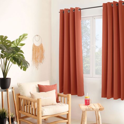 Rideau occultant thermique doublé polaire 140x180cm – 100% polyester – Lavable à 30° – Couleur terre cuite – Decostars