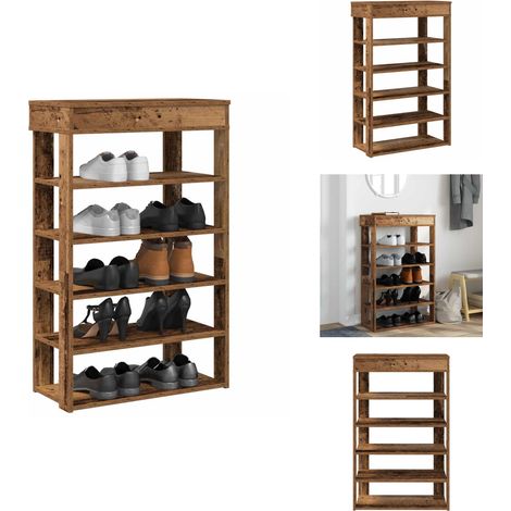 Étagère à chaussures vieux bois 60x30x98 cm bois d'ingénierie - Étagère À Chaussures - Étagères À Chaussures - Rangement De Chaussures - Armoire À Chaussures (1/5)