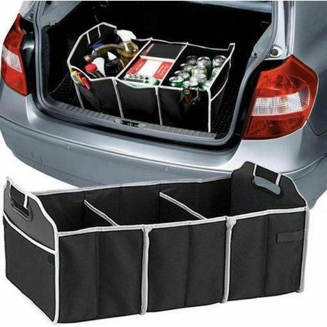 Boîte de rangement pliable pour voiture, organisateur de coffre, sac de rangement en tissu non tissé, organisateur de voiture multifonctionnel. (1/5)