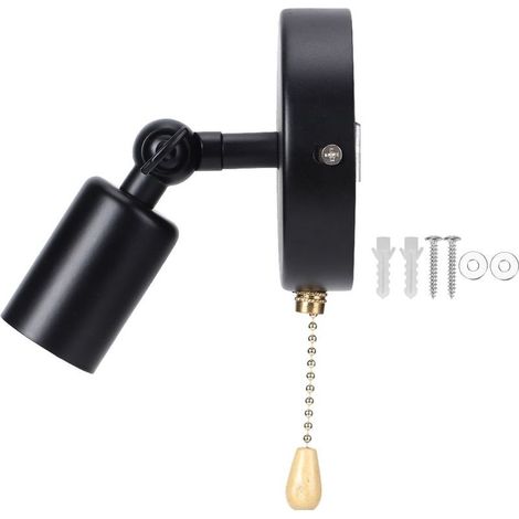 Wall light wall-mounted Vintage E26/E27 with head adjustable for room study of bedside 85-245V  contains not bulb black (1/5)