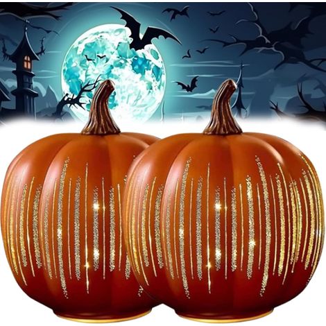 Sternennacht-Kürbisse, 2er-Set beleuchtete Sternennacht-Kürbisse, Sternennacht-Glaskürbisse, leuchtende Halloween- und Thanksgiving-Dekorationen für Schlafzimmer und Flur