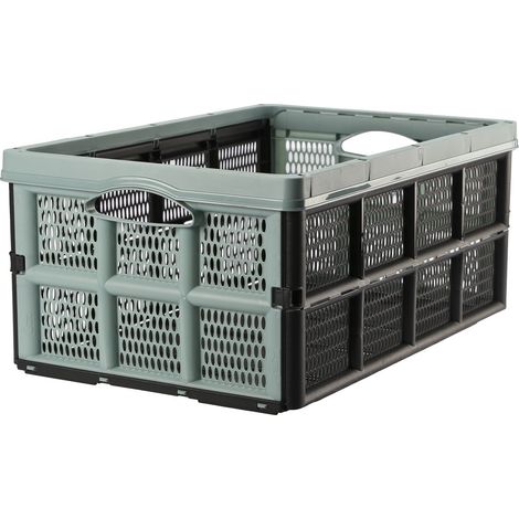 Cestino, cestino regolabile, organizer pieghevole, scatola Klappbox, nero-menta, capacità 32 l, dimensioni 50,5 x 34 x 22 cm, per verdura, frutta, piccoli oggetti, attrezzi, cianfrusaglie (1/3)