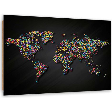 Quadro deco panel, Mappa del mondo con punti colorati - 100x70 (1/5)