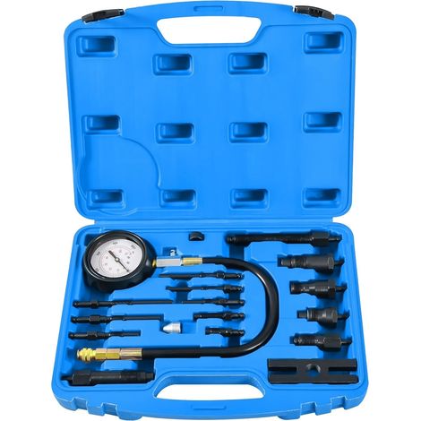 Diesel Compressiometer, 1000 PSI 70 Bar Diesel Engine Compression Tester, Engine Compression Test Kit with Glow Plug Adapter for TDI CDI Car Truck Tractor (Blue) (1/5)