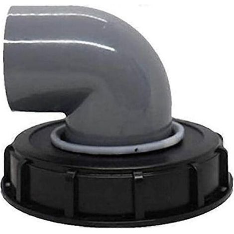 Couvercle de baril en plastique noir de 163 mm à 90 degrés pour récupérateur d'eau de pluie, compatible avec les tuyaux d'arrosage. (1/4)