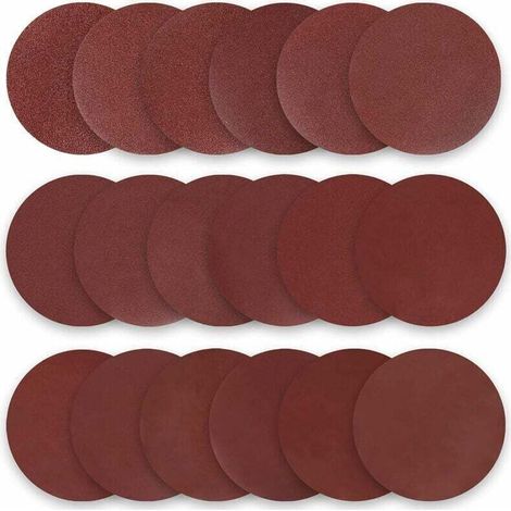 50 discos de lijado, discos abrasivos, 100 mm de diámetro, grano P60, papel de lija rojo para construcción en seco - Crezuo (1/4)