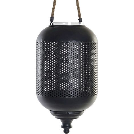 Lanterne en métal et verre style industriel noir - Noir mat avec détails transparents (1/4)