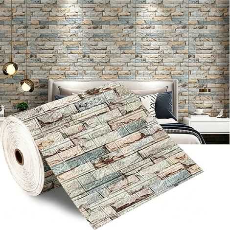 Fuleadture Papier peint PVC 3D texturé, autocollant et imperméable – Panneau continu « Peel & Stick » pour zones humides, cuisine et salle de bain – Film épais facile à poser, adapté au salon, à la ch