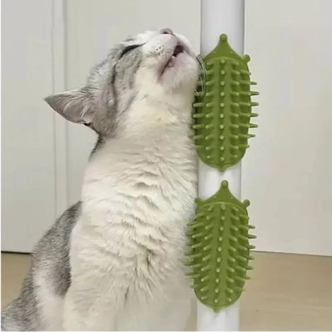 Cepillo autolimpiable para gatos con masaje y rascador - Cepillo de goma para el cuidado de gatos, apto para gatitos y gatos adultos, peine, rascador, cepillo para el cuidado del pelaje