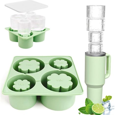Silikon-Eiswürfelform für Gläser, große Eiswürfelform mit Deckel, Glaszubehör, Eiswürfelform mit 4 Fächern für 600–1200 ml Gläser, Cocktails, Kaffee, Whisky und Eiswürfel, BPA-frei