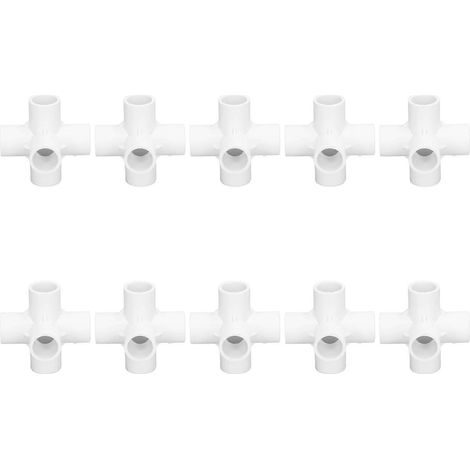 10 Stück PVC-Rohrverbinder, 6-Wege-Eckwinkel, 25 mm Innendurchmesser, weiß
